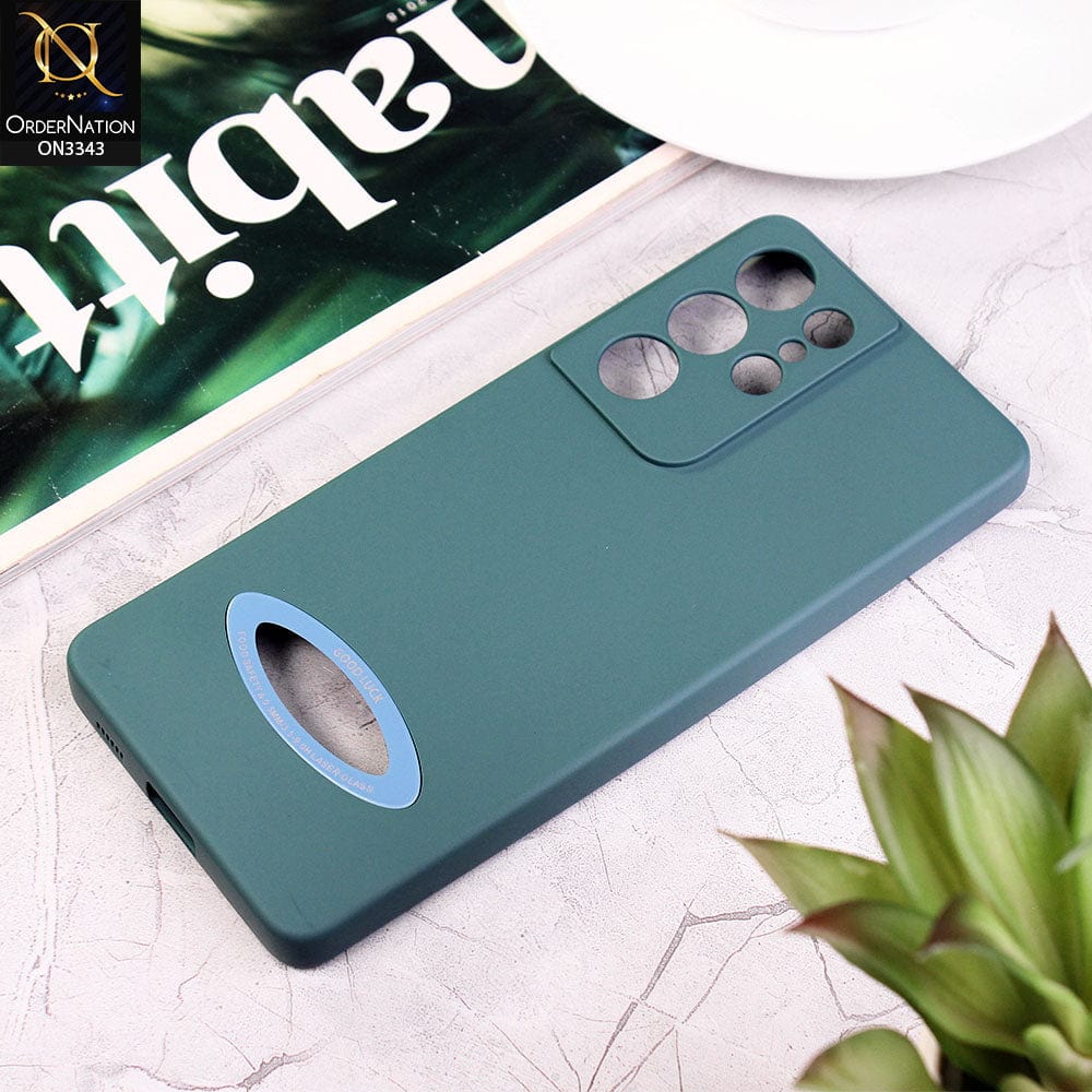 Samsung Galaxy S21 Ultra 5G Cover - Green - New Soft Silicone Camera Protection Case with Good Luck Logo Hole