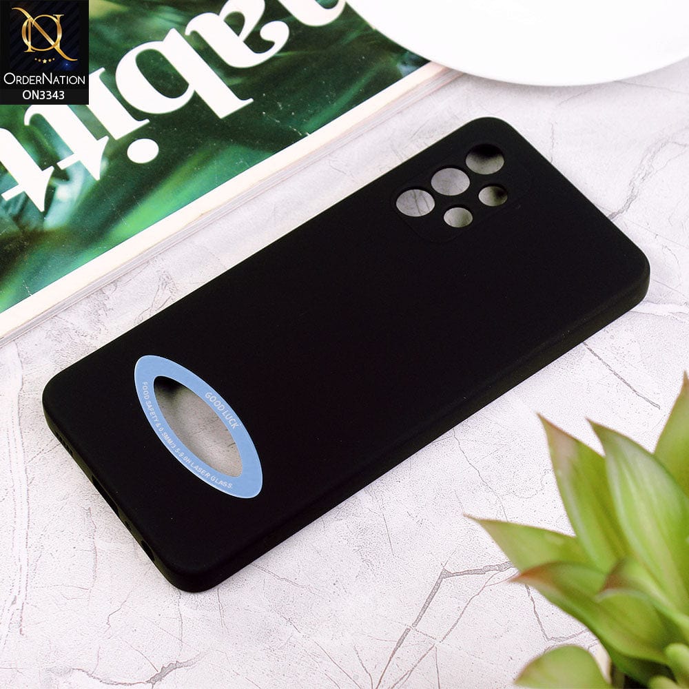 Samsung Galaxy A32 Cover - Black - New Soft Silicone Camera Protection Case with Good Luck Logo Hole