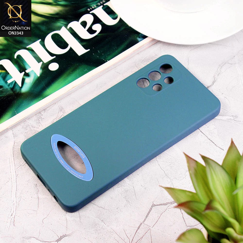 Samsung Galaxy A32 Cover - Green - New Soft Silicone Camera Protection Case with Good Luck Logo Hole