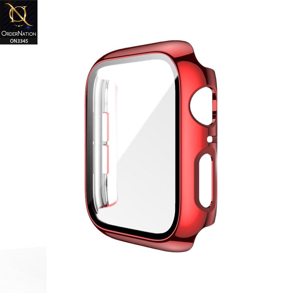 Apple Watch SE (44mm) Cover - Red - Trendy Electroplating Shiny Color iwatch Screen Protective Hard Shell Case