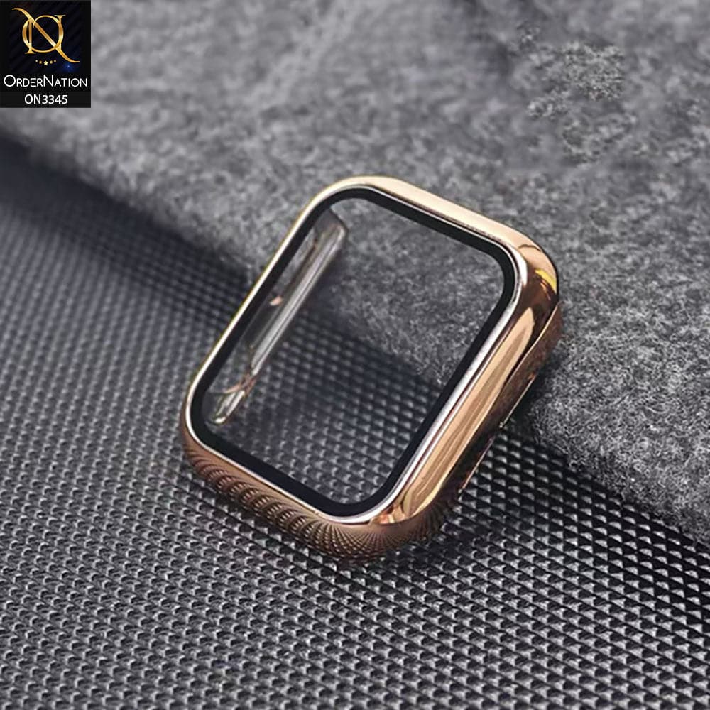 Apple Watch SE (44mm) Cover - Rose Gold - Trendy Electroplating Shiny Color iwatch Screen Protective Hard Shell Case