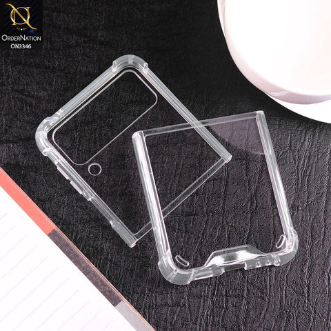Samsung Galaxy Z Flip 3 5G Cover - Transparent - All New 4D design Shockproof Airbag Covers Soft Borders  Protective Clear Case