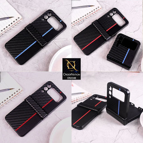 Samsung Galaxy Z Flip 3 5G Cover - Design 1 - New Carbon Fiber Texture Hybrid  Leather Full Protection Case
