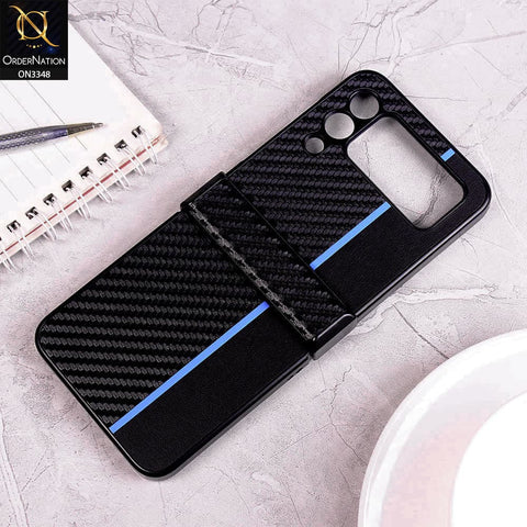Samsung Galaxy Z Flip 3 5G Cover - Design 1 - New Carbon Fiber Texture Hybrid  Leather Full Protection Case