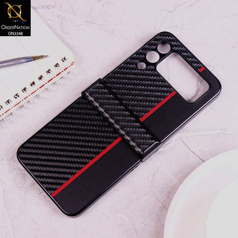 Samsung Galaxy Z Flip 3 5G Cover - Design 2 - New Carbon Fiber Texture Hybrid  Leather Full Protection Case