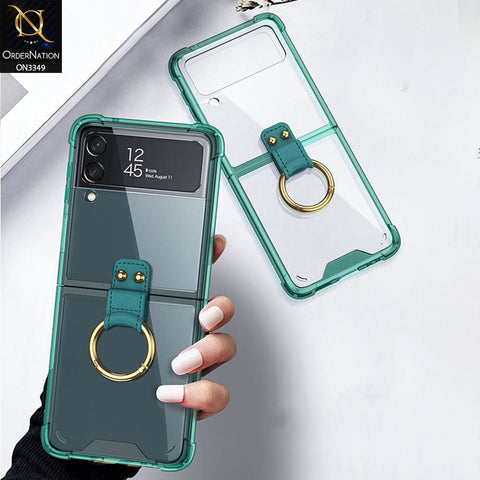 Samsung Galaxy Z Flip 3 5G Cover - Purple - GKK Color Transparent Finger Key Ring Holder Shock Proff Airbag Soft Borders Case