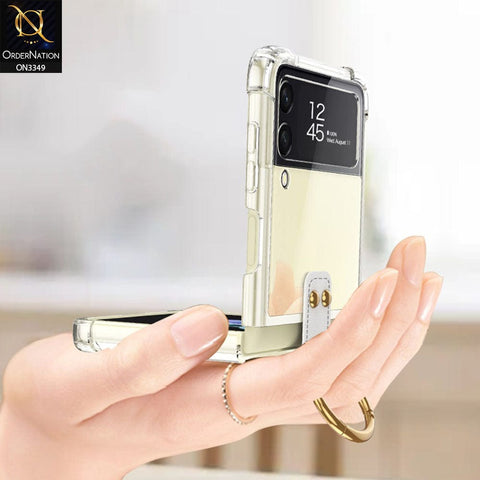 Samsung Galaxy Z Flip 3 5G Cover - Purple - GKK Color Transparent Finger Key Ring Holder Shock Proff Airbag Soft Borders Case