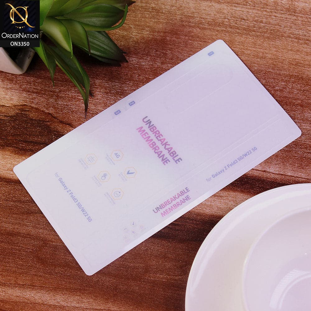 Samsung Galaxy Z Fold 3 5G Protector - Transparent  Unbreakable Membrane Shiny Film Back Protector Sheet