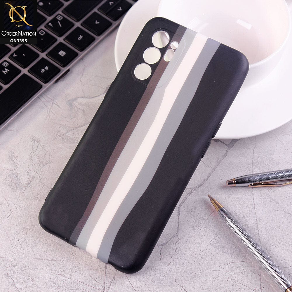 Oppo Reno 6 Cover - Black - Rainbow Series Soft Silicone Camera Protection Case