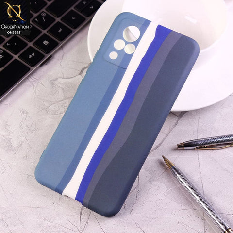 Vivo V21 Cover - Blue - Rainbow Series Soft Silicone Camera Protection Case