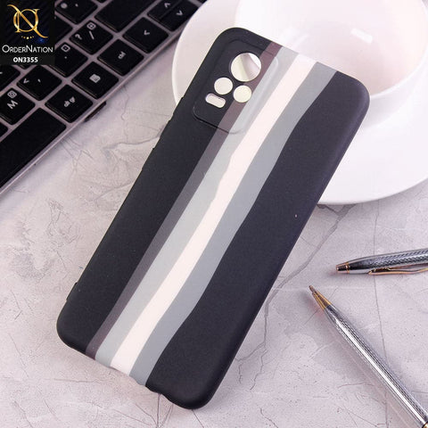 Vivo V21e Cover - Black - Rainbow Series Soft Silicone Camera Protection Case