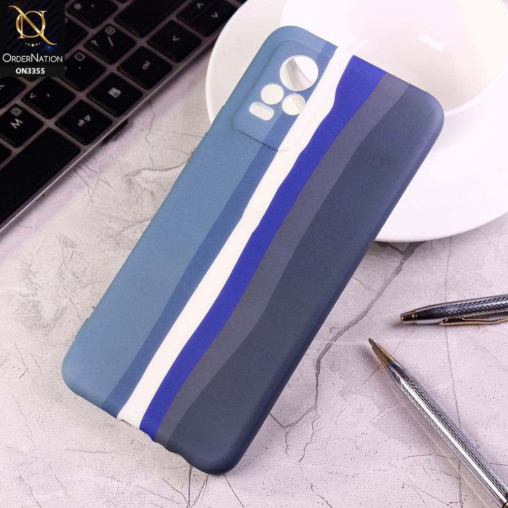 Vivo V21e Cover - Blue - Rainbow Series Soft Silicone Camera Protection Case