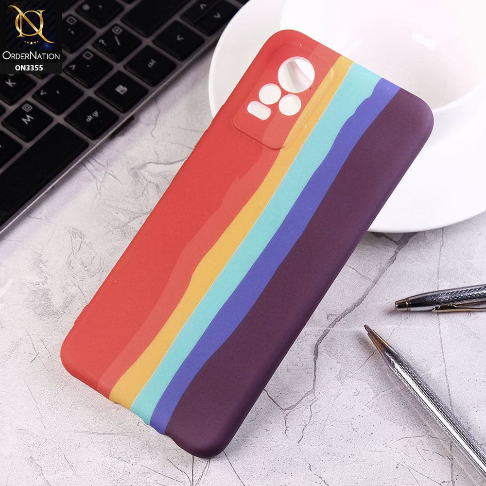 Vivo V21e Cover - Red - Rainbow Series Soft Silicone Camera Protection Case