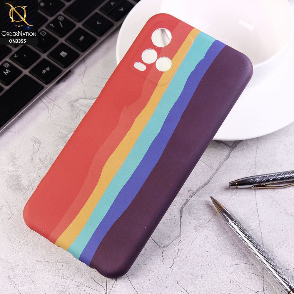 Vivo Y33s Cover - Red - Rainbow Series Soft Silicone Camera Protection Case