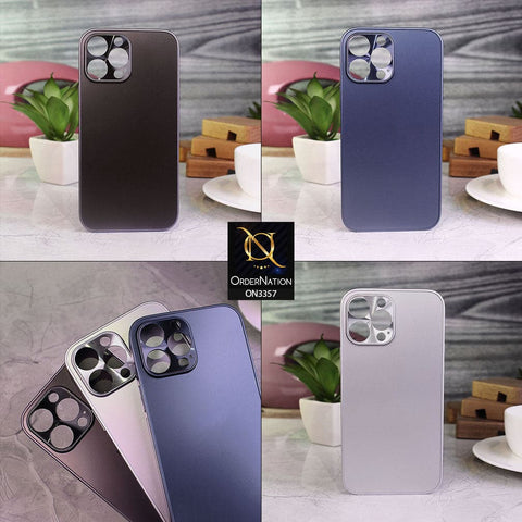iPhone 13 Pro Max Cover - Silver -  New Matt Look Soft Borders Semi Hard Back Shiny Camera Protection Case