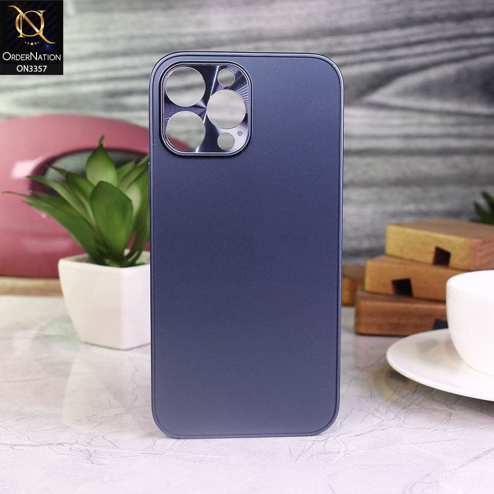 iPhone 13 Pro Max Cover - Blue -  New Matt Look Soft Borders Semi Hard Back Shiny Camera Protection Case