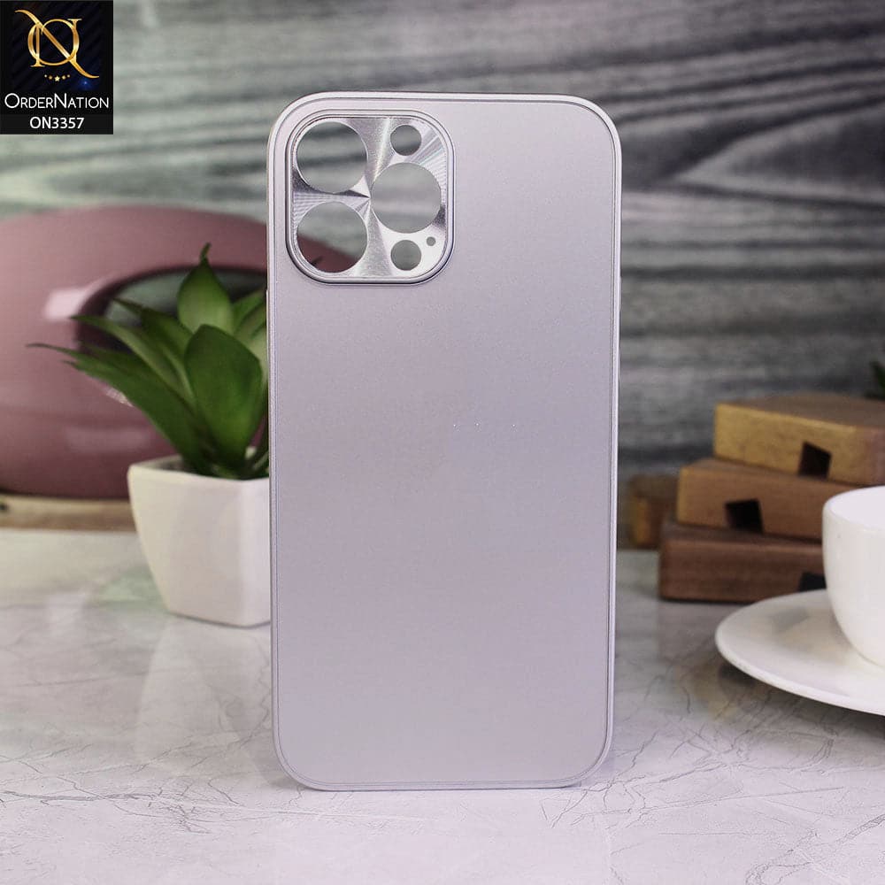 iPhone 13 Pro Max Cover - Silver -  New Matt Look Soft Borders Semi Hard Back Shiny Camera Protection Case