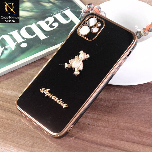 iPhone 11 Cover - Black - 3D Cute Cartoon Gold Electroplating Soft Silicone Camera Protection Case
