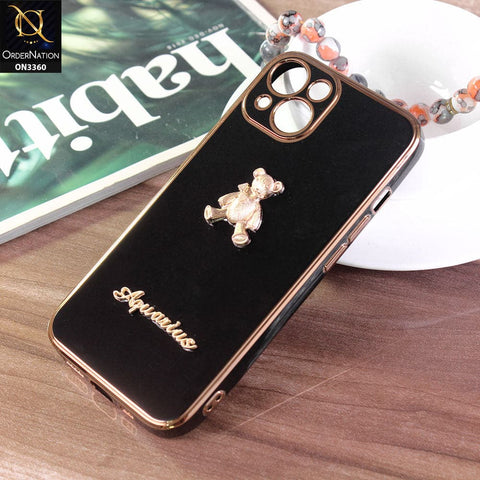 iPhone 13 Cover - Black - 3D Cute Cartoon Gold Electroplating Soft Silicone Camera Protection Case