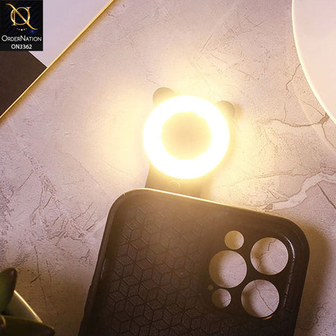 iPhone 12 Pro Max Cover - Black - New Soft Borders Carbon Fiber Texture Chargeable LED Selfie Ring Light Camera Protection Case