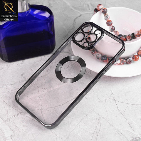 iPhone 13 Pro Cover - Black - Shiny Electroplated Borders Clear Transparent Logo Hole Soft Case With Camera Protection