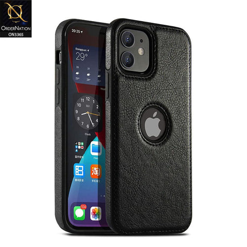 iPhone 13 Pro Max Cover - Black - Vintage Luxury Business Style TPU Leather Stitching Logo Hole Soft Case
