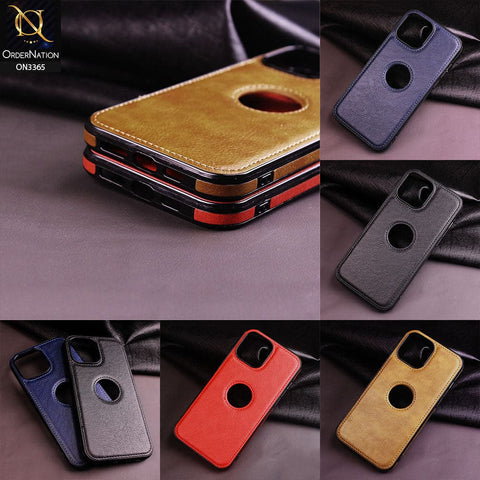 iPhone 13 Pro Max Cover - Black - Vintage Luxury Business Style TPU Leather Stitching Logo Hole Soft Case