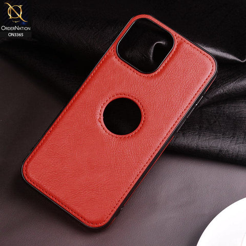 iPhone 13 Pro Max Cover - Red - Vintage Luxury Business Style TPU Leather Stitching Logo Hole Soft Case