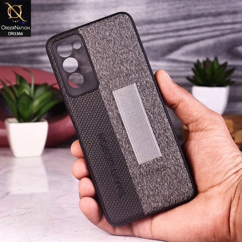 Tecno Camon 18T Cover - Black - Soft TPU Dual Leather Texture Anti-Slip Finger Grip Holder Protective Case
