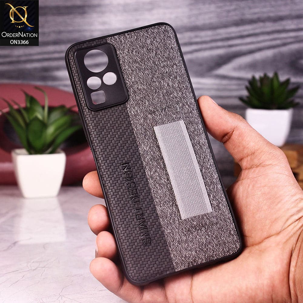 Infinix Zero X Neo Cover - Black - Soft TPU Dual Leather Texture Anti-Slip Finger Grip Holder Protective Case
