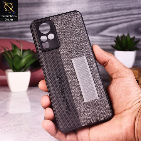Infinix Zero X Neo Cover - Black - Soft TPU Dual Leather Texture Anti-Slip Finger Grip Holder Protective Case