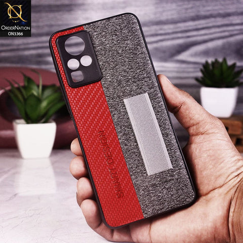 Infinix Zero X Neo Cover - Red - Soft TPU Dual Leather Texture Anti-Slip Finger Grip Holder Protective Case