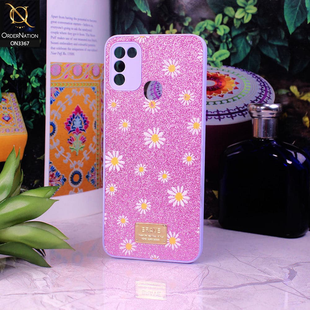 Infinix Hot 11 Play Cover - Purple - Bling Sparkle Glitter Flower Back Shell Soft Border Case with Camera Protection