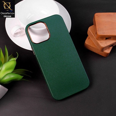 iPhone 11 Pro Max Cover - Green - Electroplated Camera Ring leather Texture Soft Case