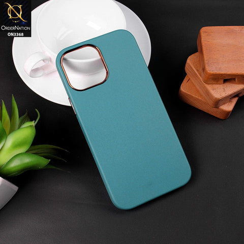 iPhone 14 Pro Max Cover - Green - Electroplated Camera Ring leather Texture Soft Case