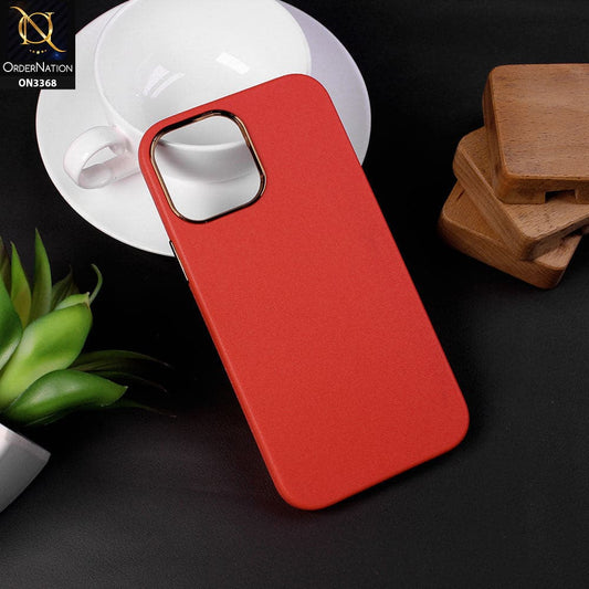 iPhone 13 Pro Max Cover - Red - Electroplated Camera Ring leather Texture Soft Case