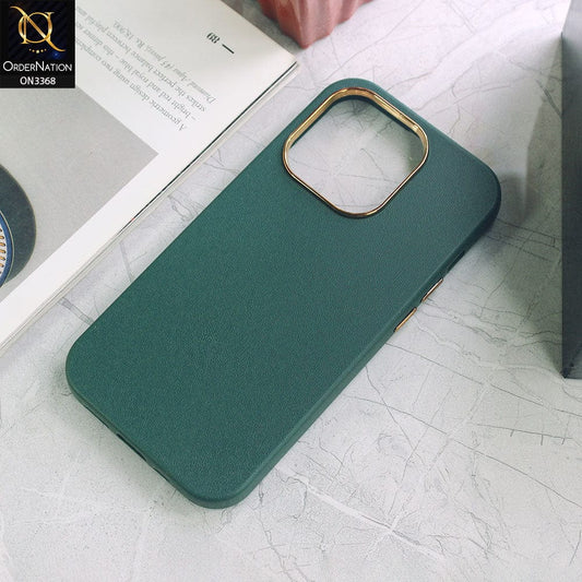 iPhone 14 Pro Cover - Green - Electroplated Camera Ring leather Texture Soft Case