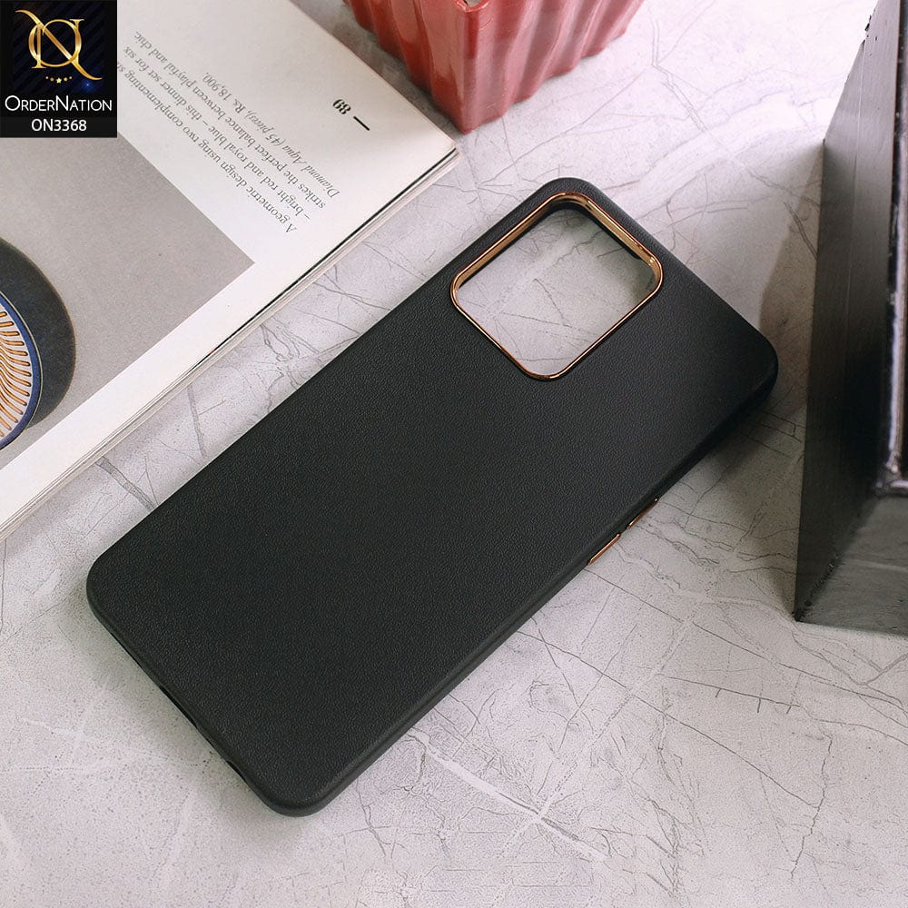 Oppo Reno 7 4G Cover - Black - Electroplated Camera Ring leather Texture Soft Case