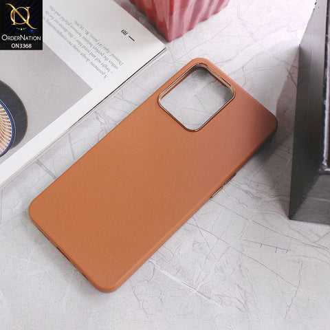 Oppo Reno 7 4G Cover - Brown - Electroplated Camera Ring leather Texture Soft Case