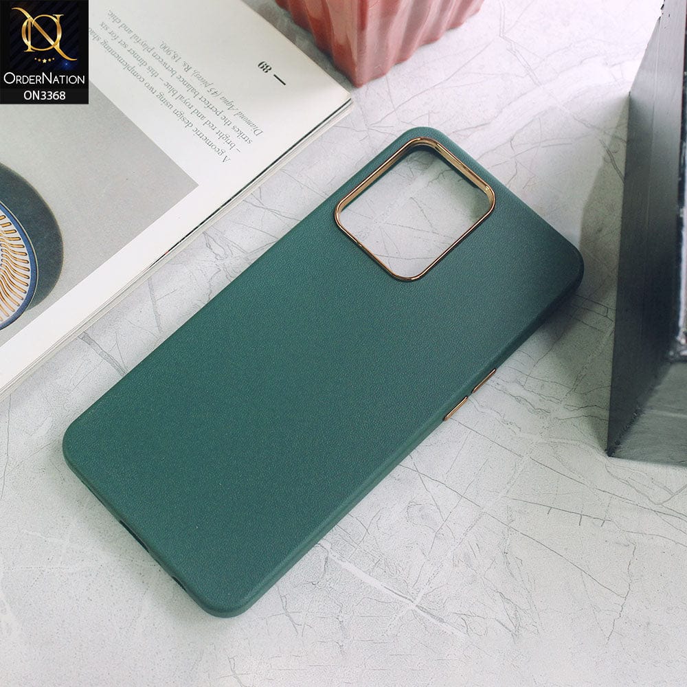 Oppo Reno 7 4G Cover - Green - Electroplated Camera Ring leather Texture Soft Case