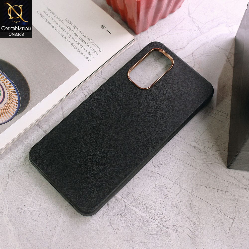 Samsung Galaxy A13 Cover - Black - Electroplated Camera Ring leather Texture Soft Case