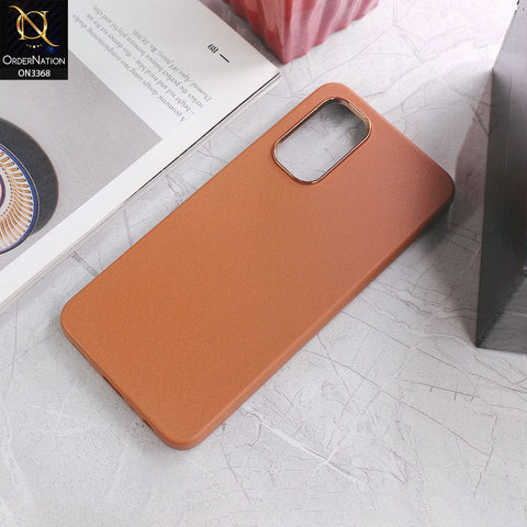 Samsung Galaxy A32 Cover - Brown - Electroplated Camera Ring leather Texture Soft Case