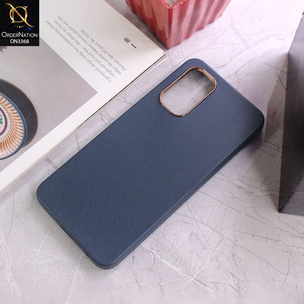 Samsung Galaxy A32 Cover - Dark Blue - Electroplated Camera Ring leather Texture Soft Case