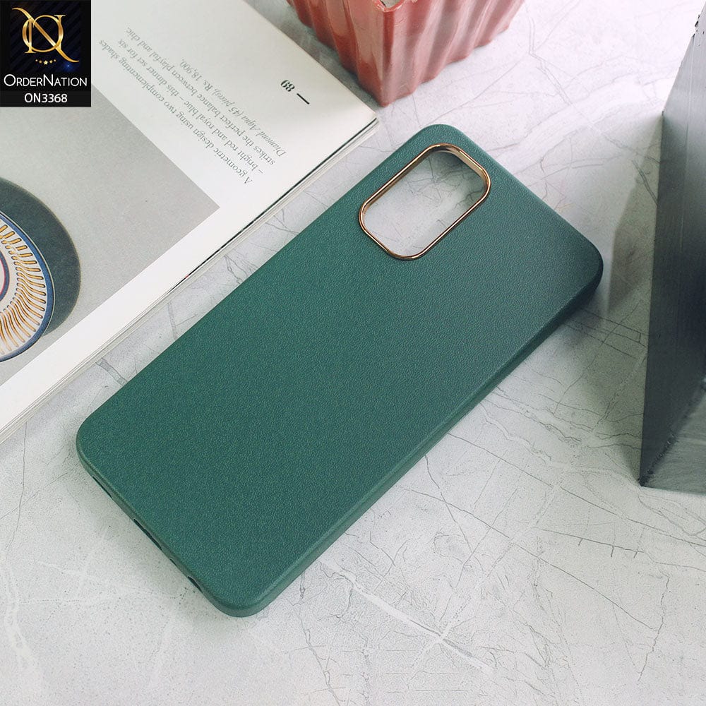 Samsung Galaxy A32 Cover - Green - Electroplated Camera Ring leather Texture Soft Case