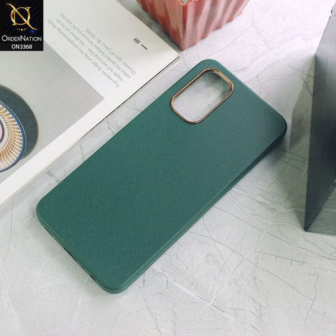 Samsung Galaxy A32 Cover - Green - Electroplated Camera Ring leather Texture Soft Case