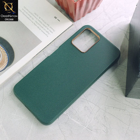 Vivo Y21a Cover - Green - Electroplated Camera Ring leather Texture Soft Case