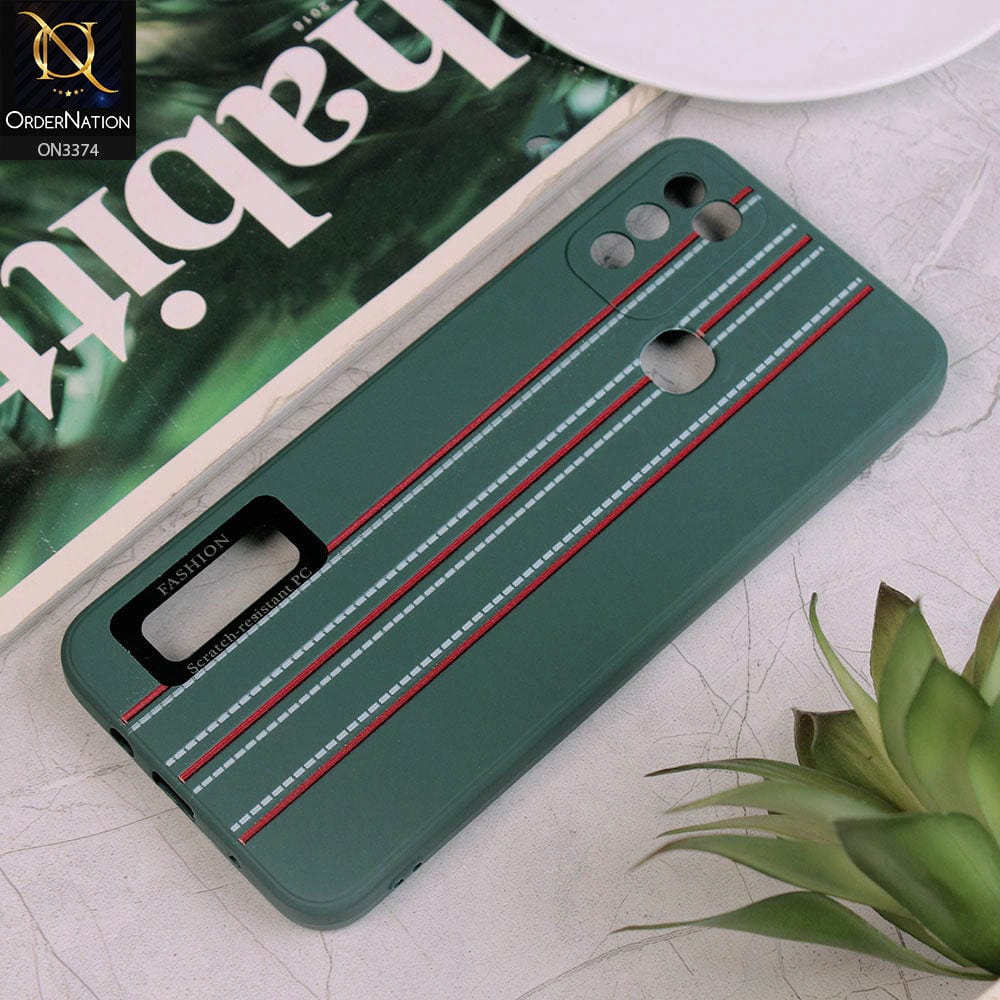 Infinix Hot 10 Play Cover - Green - New Style Soft Silicone Camera Protection Case with Good Luck Logo Hole
