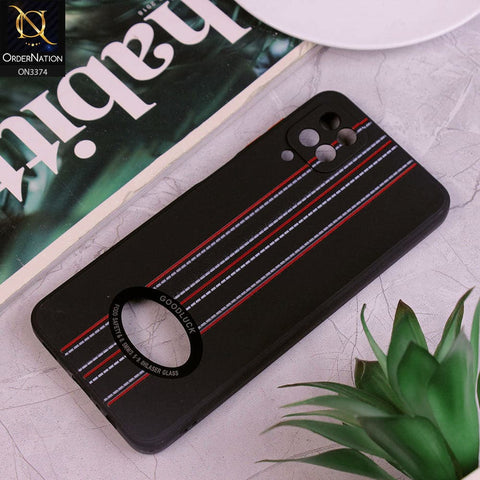 Samsung Galaxy A12 Cover - Black - New Style Soft Silicone Camera Protection Case with Good Luck Logo Hole