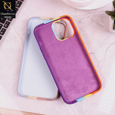 iPhone 12 Cover - Orange - Rainbow Series Ziggy Line Pattern Soft Silicone Case