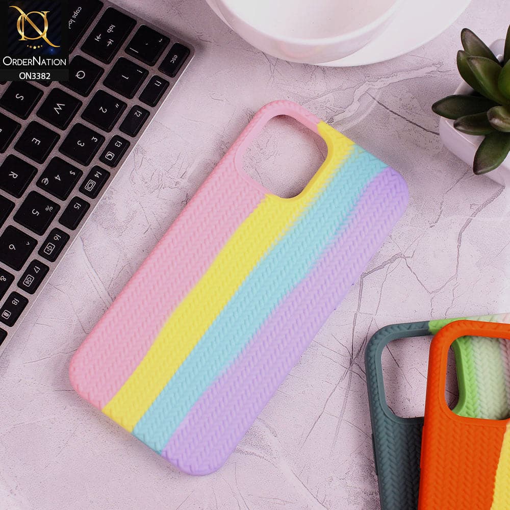 iPhone 12 Pro Cover - Pink - Rainbow Series Ziggy Line Pattern Soft Silicone Case